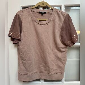 Vintage Diesel Blush Pink Sheepskin Leather Studded Top Short Sleeve Size Med M